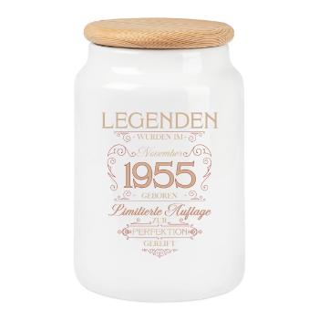 70ème Anniversaire Légende Novembre Millésime 1955 - Boîte à biscuits avec couvercle en bois - blanc - Devant