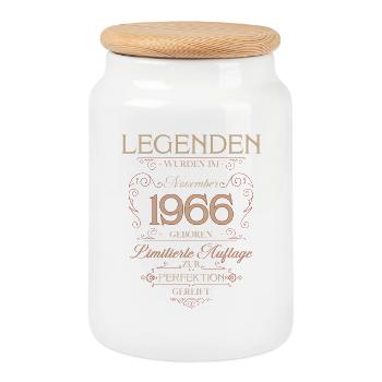 60ème Anniversaire Légende Novembre Millésime 1966 - Boîte à biscuits avec couvercle en bois - blanc - Devant