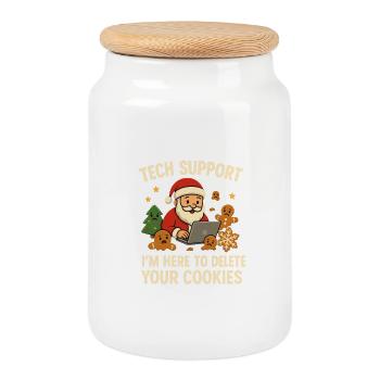 Tech Support I'm Here To Delete Your Cookies - Keksdose mit Holzdeckel - Weiß - Vorne