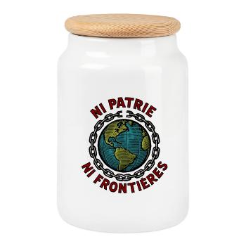 Ni patrie ni frontières - Boîte à biscuits avec couvercle en bois - blanc - Devant