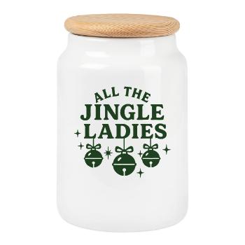All The Jingle Ladies Festive Christmas Fun - Cookie Jar with Wooden Lid - white - Front