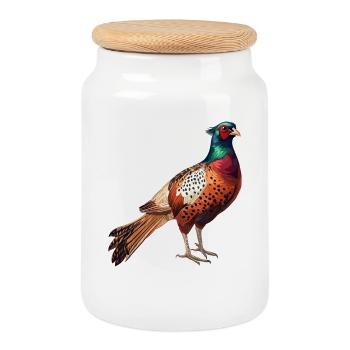 Pheasants Pheasant - Cookie Jar with Wooden Lid - white - Front