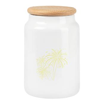 Feux d’artifice de bonne année 2026 - Boîte à biscuits avec couvercle en bois - blanc - Devant