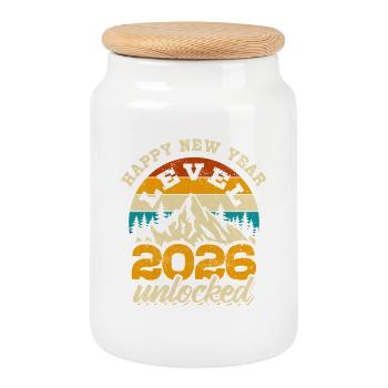 Happy New Year | Level 2026 unlocked | Gamer - Keksdose mit Holzdeckel - Weiß - Vorne