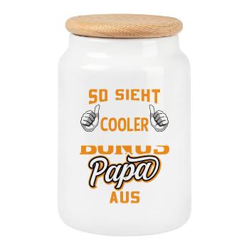 This is what a cool bonus dad looks like / stepdad - Cookie Jar with Wooden Lid - white - Front