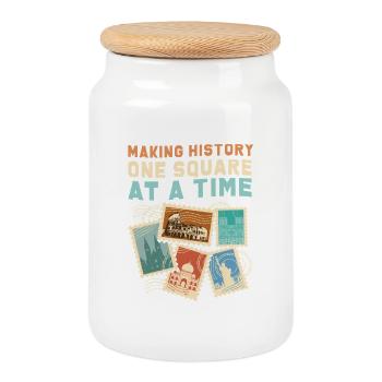 Stamps Philatelist Stamp Collection - Cookie Jar with Wooden Lid - white - Front