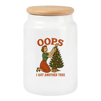 Oups, j’ai un autre arbre - Boîte à biscuits avec couvercle en bois - blanc - Devant