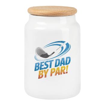 Bester Papa Auf Dem Golfplatz – Best Dad By Par - Keksdose mit Holzdeckel - Weiß - Vorne