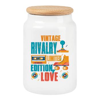 Sibling Rivalry Brother Sister - Cookie Jar with Wooden Lid - white - Front