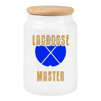 Lacrosse Master Crossed Sticks Pro Level Pride - Cookie Jar with Wooden Lid - white - Front