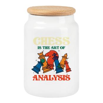 Les échecs sont l’art de l’analyse - Boîte à biscuits avec couvercle en bois - blanc - Devant