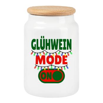 Glühwein Mode ON - Cookie Jar with Wooden Lid - white - Front