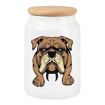 Bulldogge Hunde T-shirt Hundeshirt Geschenk  - Keksdose mit Holzdeckel - Weiß - Vorne