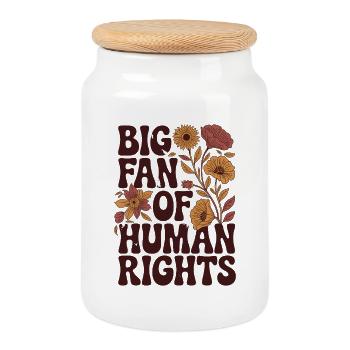 Grand fan des droits de l’homme et de l’égalité - Boîte à biscuits avec couvercle en bois - blanc - Devant