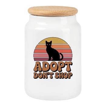 Save Animals: Adopt, Don't Buy - Cookie Jar with Wooden Lid - white - Front