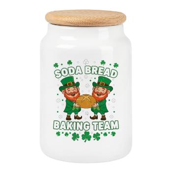 Funny Soda Bread Baking Team St Patricks  - Cookie Jar with Wooden Lid - white - Front