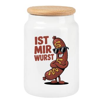 Ist mir Wurst – cooler Spruch mit Witz - Keksdose mit Holzdeckel - Weiß - Vorne