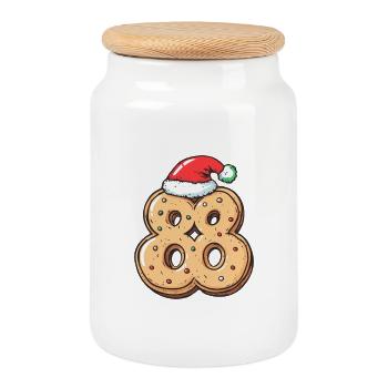 88 Number Cookie Christmas - Cookie Jar with Wooden Lid - white - Front