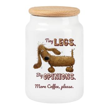 Petites jambes, grande opinion – café humour teckel - Boîte à biscuits avec couvercle en bois - blanc - Devant