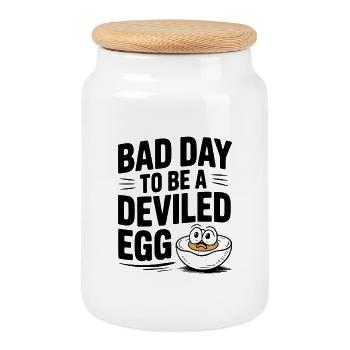 Bad Day to Be a Deviled Egg - Cookie Jar with Wooden Lid - white - Front