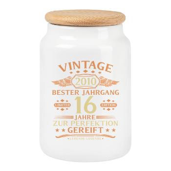 16. Geburtstag Lebende Legende seit 2010 - Keksdose mit Holzdeckel - Weiß - Vorne