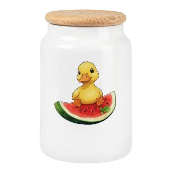 Style estival décontracté avec fruits de pastèque - Boîte à biscuits avec couvercle en bois - blanc - Devant