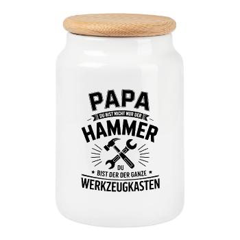 Papa Hammer – The Toolbox Hero - Cookie Jar with Wooden Lid - white - Front