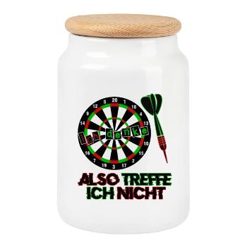 Dart Darts Dartspfeil - Keksdose mit Holzdeckel - Weiß - Vorne