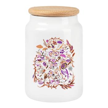 Carnival spirit - Cookie Jar with Wooden Lid - white - Front