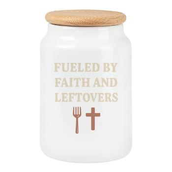 Christian Homeschool-Mother-Faith - Cookie Jar with Wooden Lid - white - Front