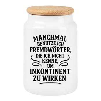 inkontinent fremdwörter - Keksdose mit Holzdeckel - Weiß - Vorne