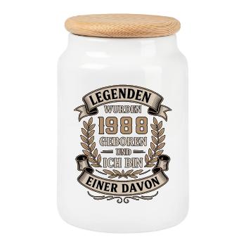 Legenden Geboren 1988 Geburtstag Besonderheit - Keksdose mit Holzdeckel - Weiß - Vorne