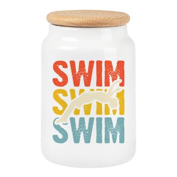 Natation Sports nautiques Float Gifts - Boîte à biscuits avec couvercle en bois - blanc - Devant
