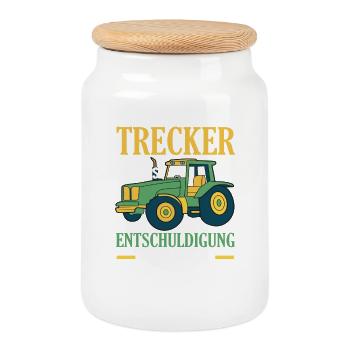 Traktorfahrer Hobby Bauer Traktor Männer Spruch - Keksdose mit Holzdeckel - Weiß - Vorne