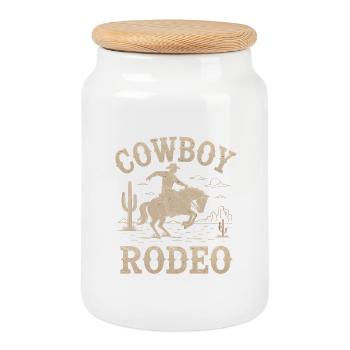 Western Vintage Cowboy - Boîte à biscuits avec couvercle en bois - blanc - Devant