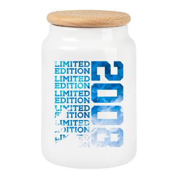 LIMITED EDITION 2008 18 YEARS 18TH BIRTHDAY - Cookie Jar with Wooden Lid - white - Front