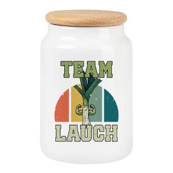 Weightlifter TEAM LAUCH Funny - Cookie Jar with Wooden Lid - white - Front