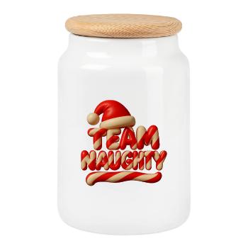 Équipe Collection de Noël Espiègle - Boîte à biscuits avec couvercle en bois - blanc - Devant