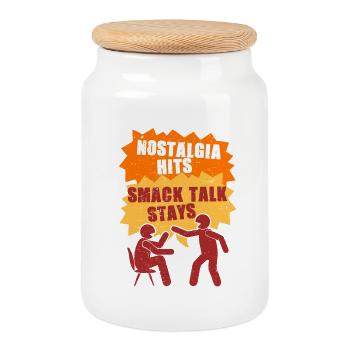 Sibling Rivalry Brother Sister - Cookie Jar with Wooden Lid - white - Front