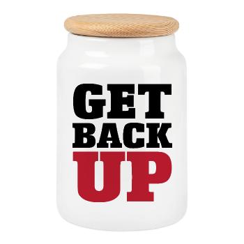 Judo Graphic Get Back Up - Cookie Jar with Wooden Lid - white - Front