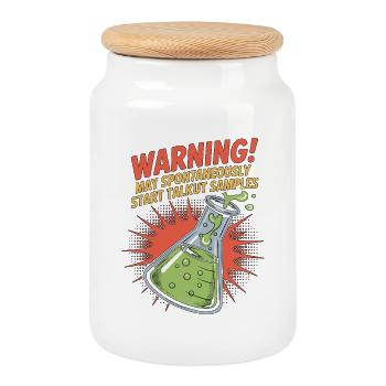 Avertissement d’un technicien de laboratoire : Scientifique spontanément - Boîte à biscuits avec couvercle en bois - blanc - Devant