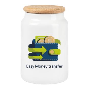 Cash Flow Wallet Icon - Cookie Jar with Wooden Lid - white - Front