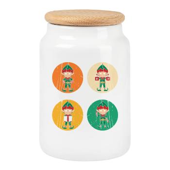 Noël Elfe de Noël Noël - Boîte à biscuits avec couvercle en bois - blanc - Devant