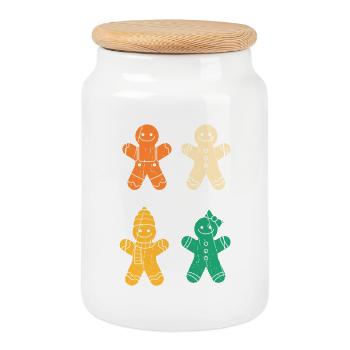 Noël en pain d’épices du Père Noël - Boîte à biscuits avec couvercle en bois - blanc - Devant
