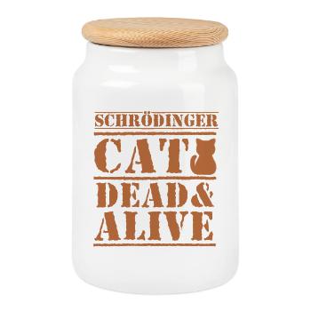Schrödingers Katze - Keksdose mit Holzdeckel - Weiß - Vorne