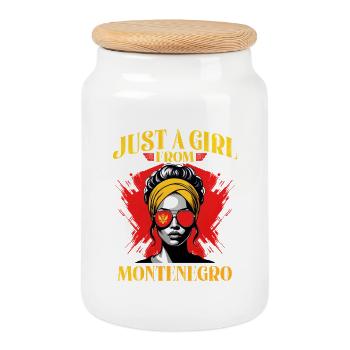Une seule fille du Monténégro - Boîte à biscuits avec couvercle en bois - blanc - Devant
