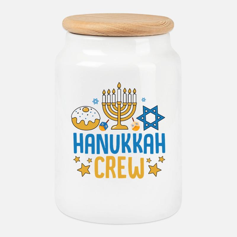Hanukkah  - Keksdose mit Holzdeckel - Weiß