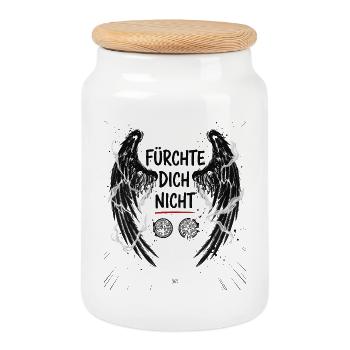 Dark Wings FEAR NOT Bible Verse - Cookie Jar with Wooden Lid - white - Front