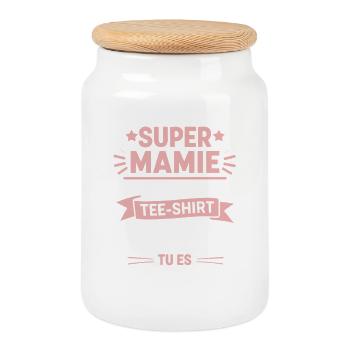Super Mamie Tu Es Formidable On T’aime Très Fort - Boîte à biscuits avec couvercle en bois - blanc - Devant