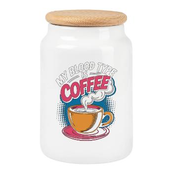 Lab Technician My Blood Type Is Coffee Phlebotomy - Cookie Jar with Wooden Lid - white - Front